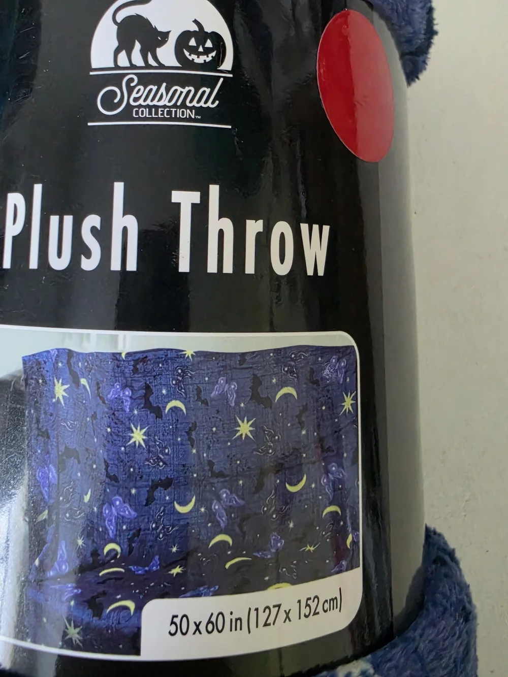 Plush Throw Blanket - Halloween Navy Moon & Stars